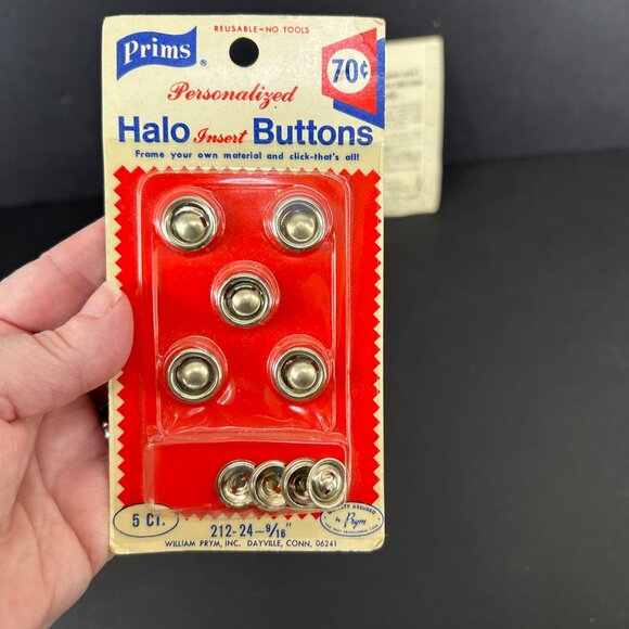 Vintage Prims Halo Insert Buttons and Cover Your Own Buttons Silver Brass - Picture 7 of 8